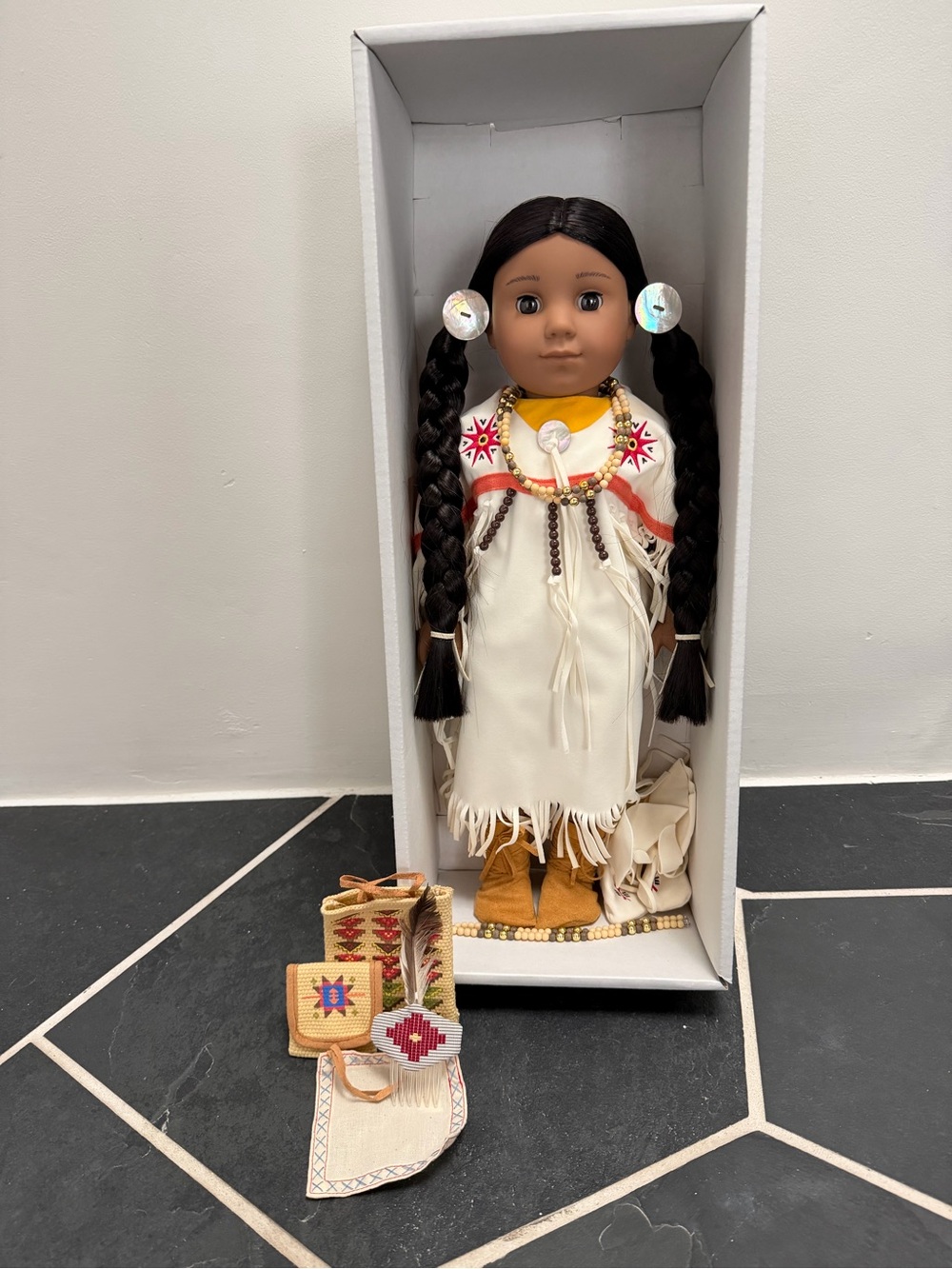 Kaya American Girl Doll in Cream Fringe Dress with Brown Braids